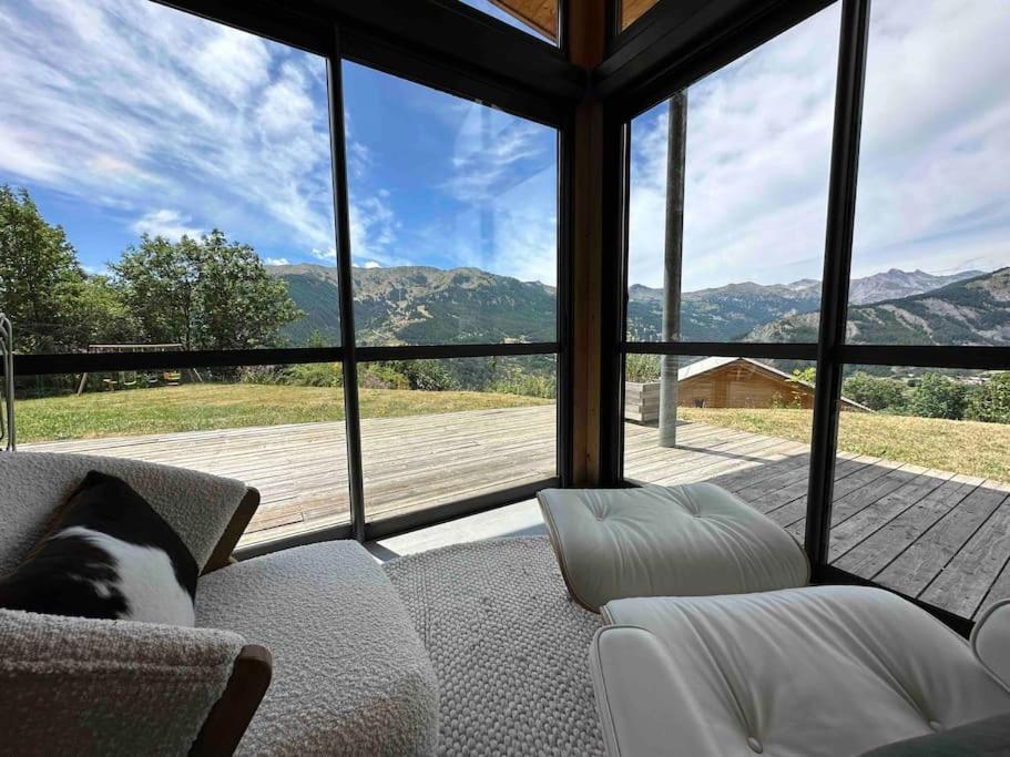Chalet D'Architecte Avec Vue Panoramique Allos Exteriör bild